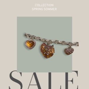 Liz Claiborne Heart Charms Silver 18’ New In Box J27TH